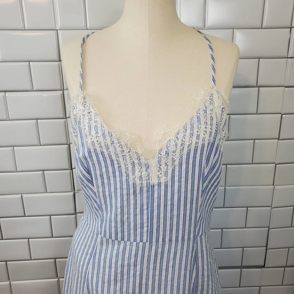 LUSH | BOUTIQUE IVY & LEO STRIPED LACE SUNDRESS SLIP DRESS WOMEN'S LARGE NWT - Picture 5 of 17